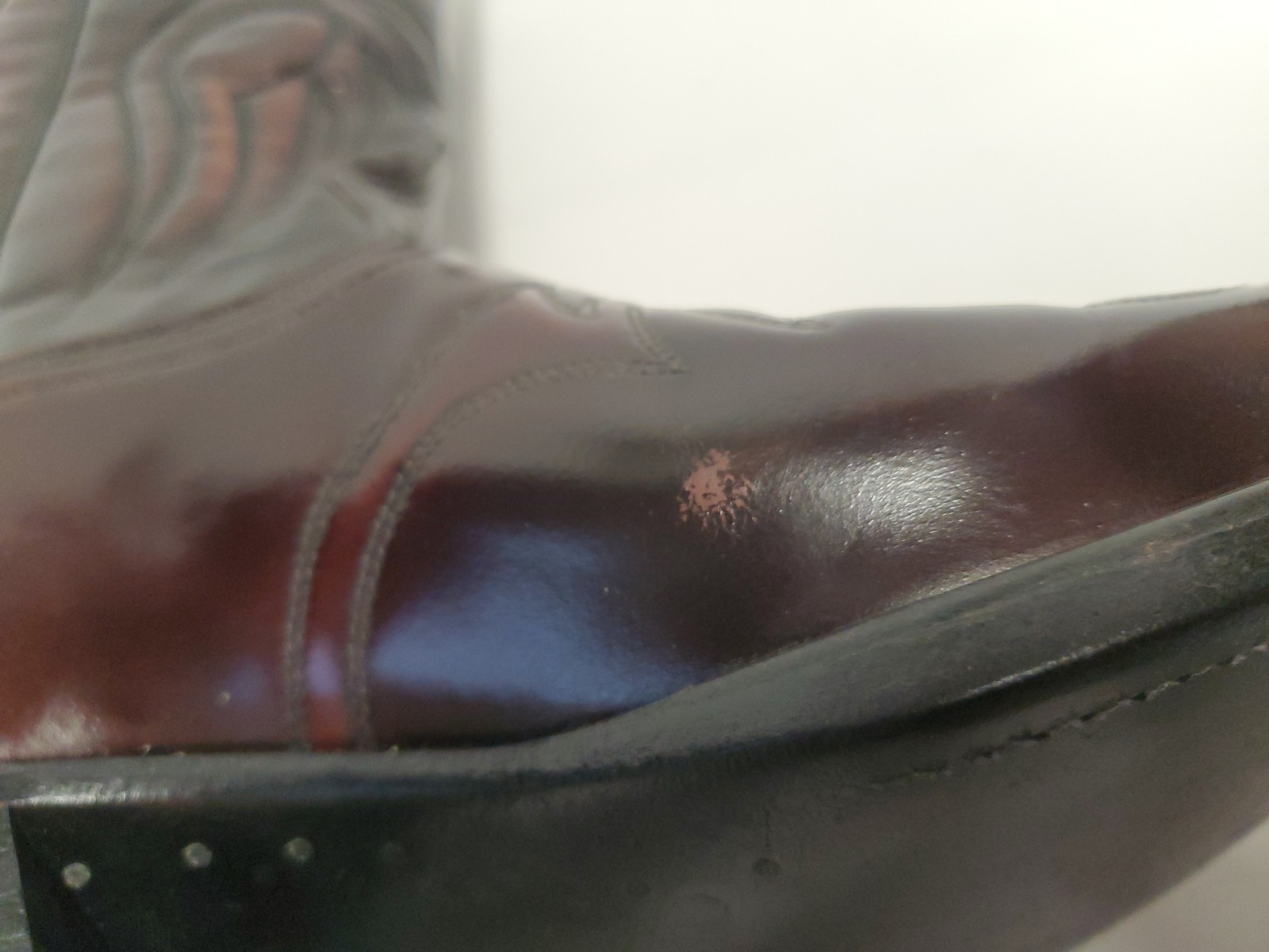 Gorgeous J. Chisholm Western Cherry Brown Red Leather Cowboy Mens Boot 10B VNTG
