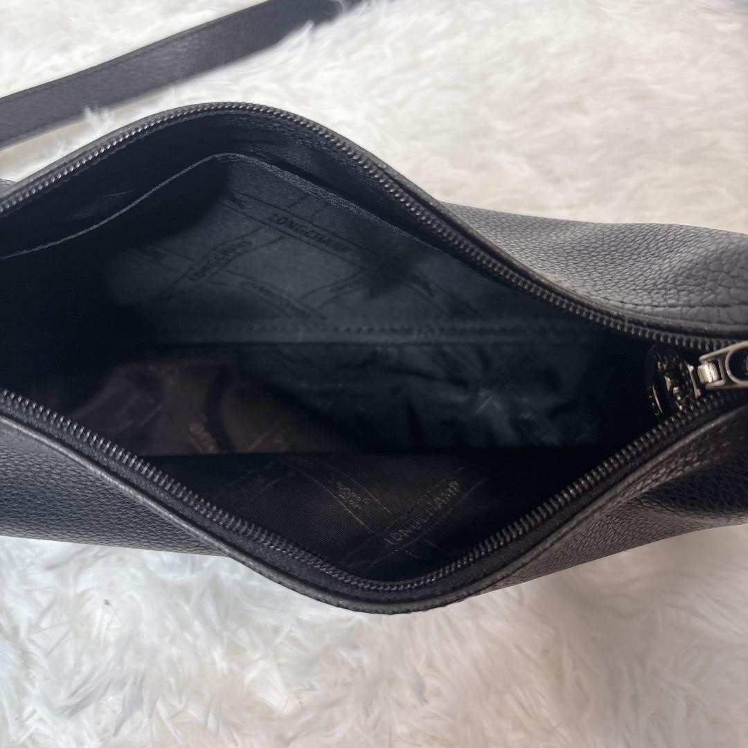 Excellent Condition LONGCHAMP Longchamp Shoulder Bag Black Leather