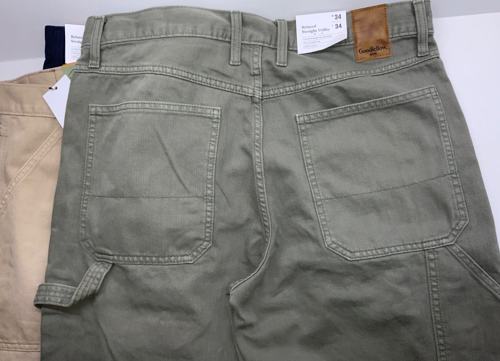 Men’s Vintage Relaxed Straight Fit Utility/Carpenter Pants Midweight Denim