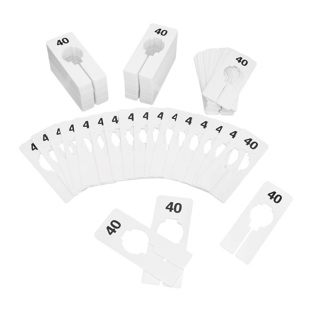 Hangers Retail Clothing 2″ x 5″ Rectangular Plastic Size 40 Dividers 10Pcs White