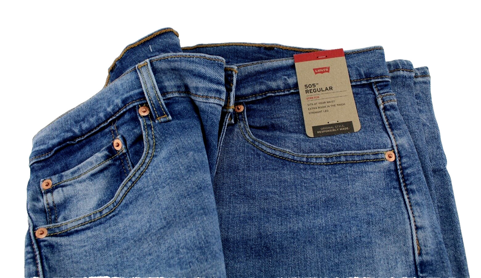 New LEVI’S 505 Regular Size 38 x 32 Medium Wash Room At Thigh Men Jeans MSRP $69