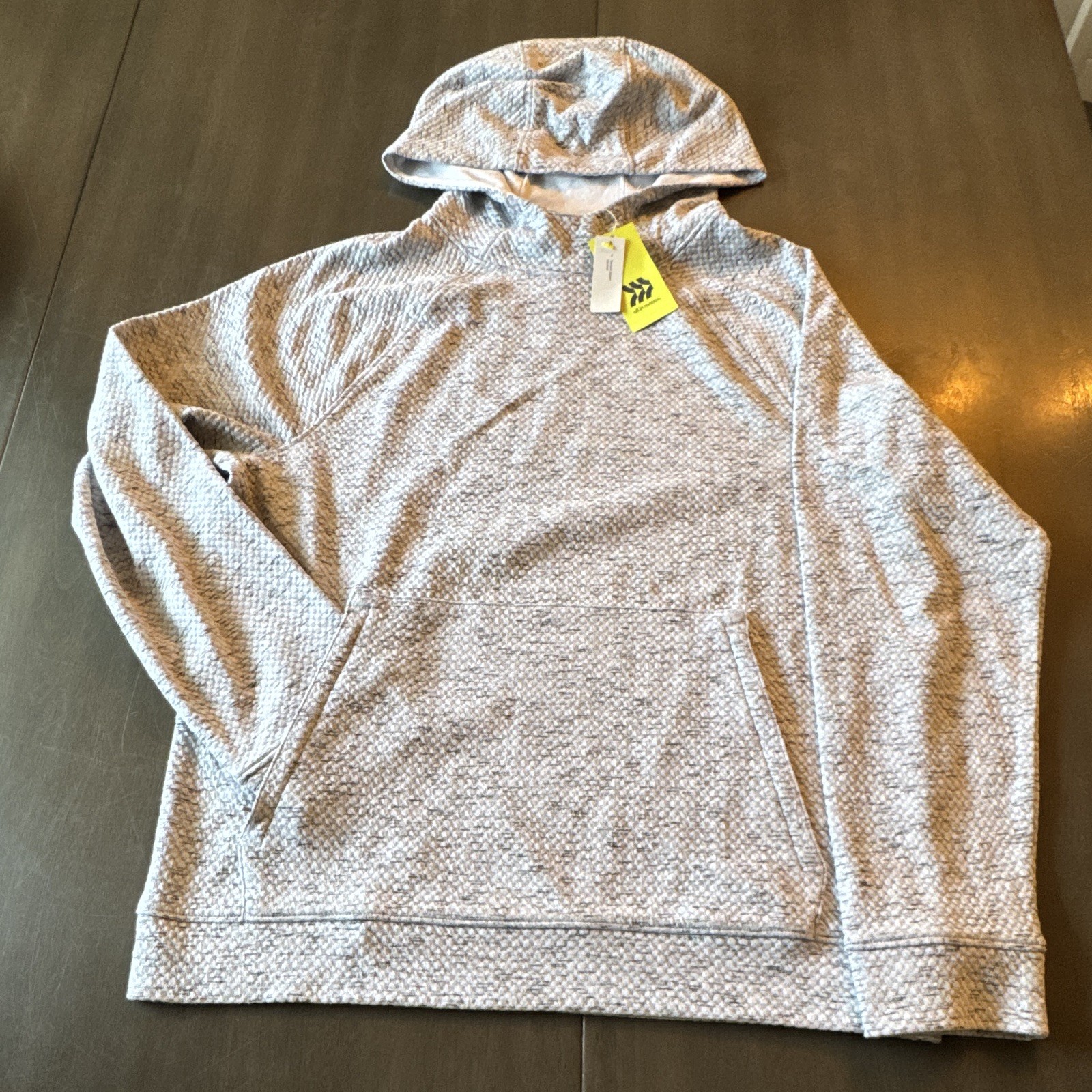 All in Motion Men’s Gray Textured Pullover Hoodie Pockets Long Sleeve M