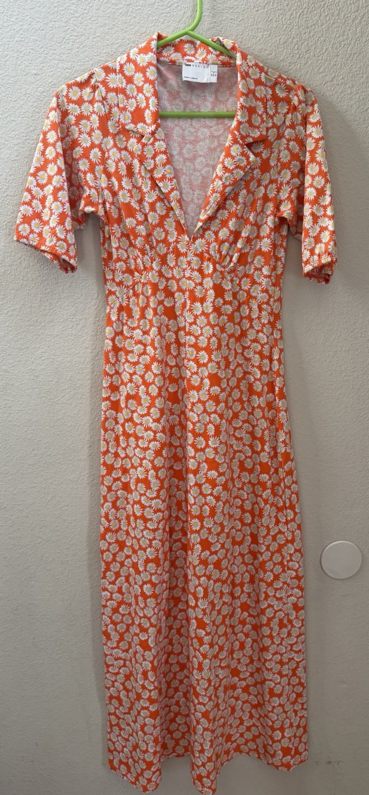 ASOS Design Floral Dress Size 2 Orange With White Flowers Maxi