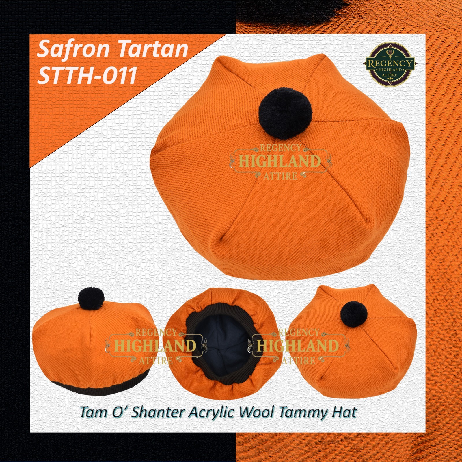 Unisex Great Scottish Highland Tam O Shanter Hat Made of Acrylic Wool Tartan.