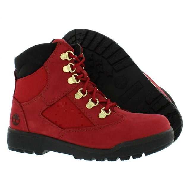[TB0A2JMYF41] Grade School Timberland 6 INCH FIELD BOOT ‘DARK RED NUBUCK’