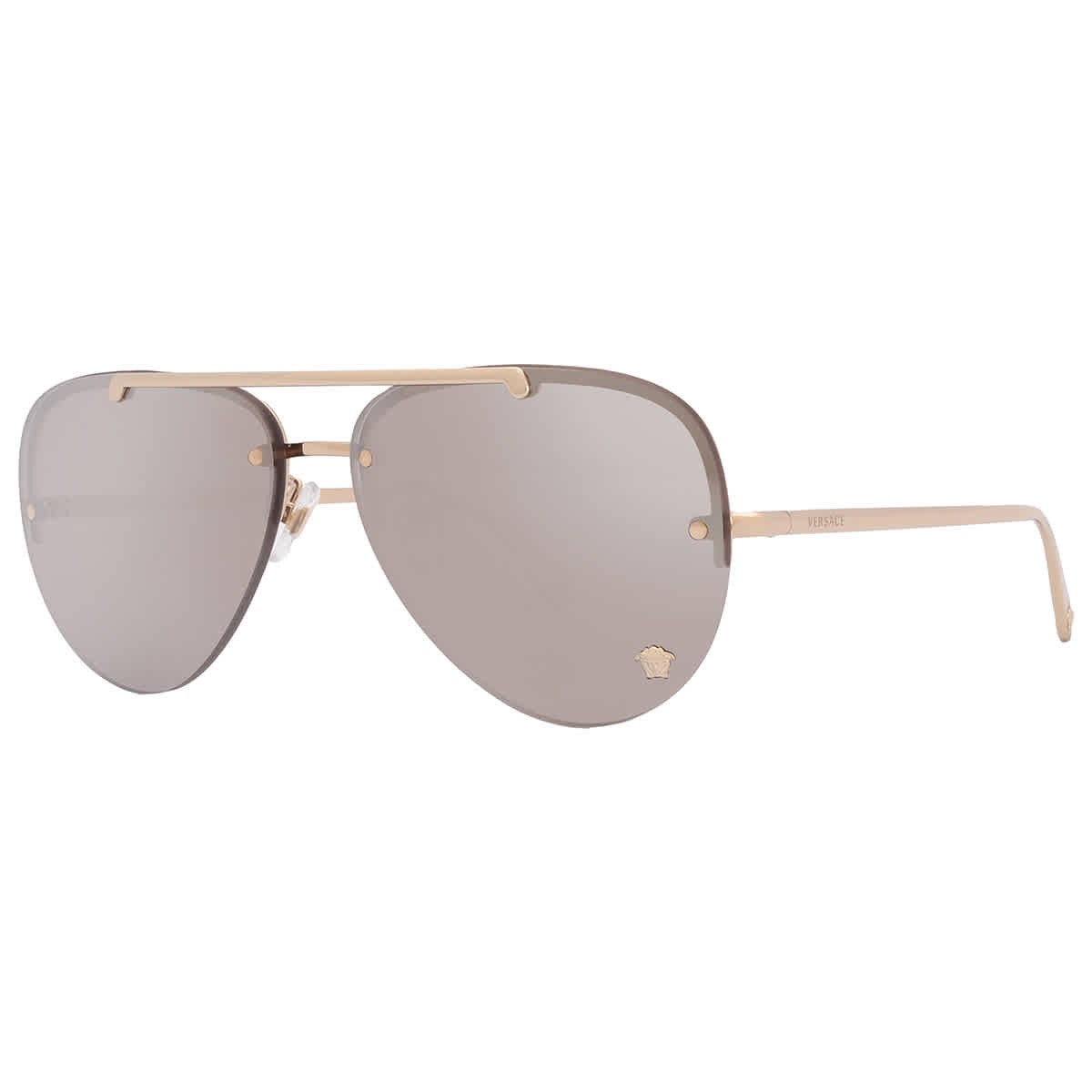 Versace Light Grey Silver Mirror Pilot Ladies Sunglasses VE2231 12526G 60