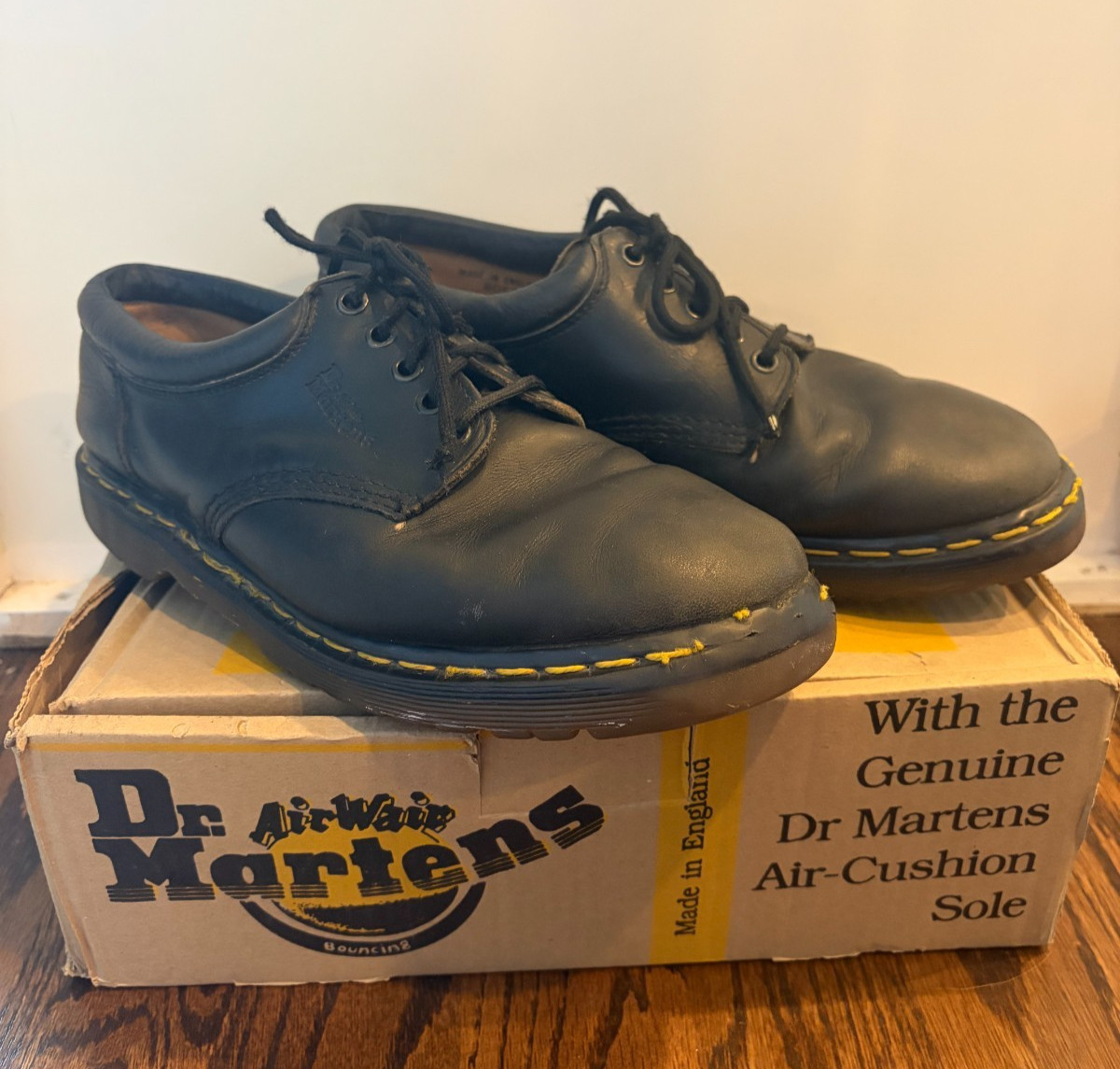 Vintage Dr Martens 8053 Made In England Black Leather Shoes Men US 11 UK 10 Box