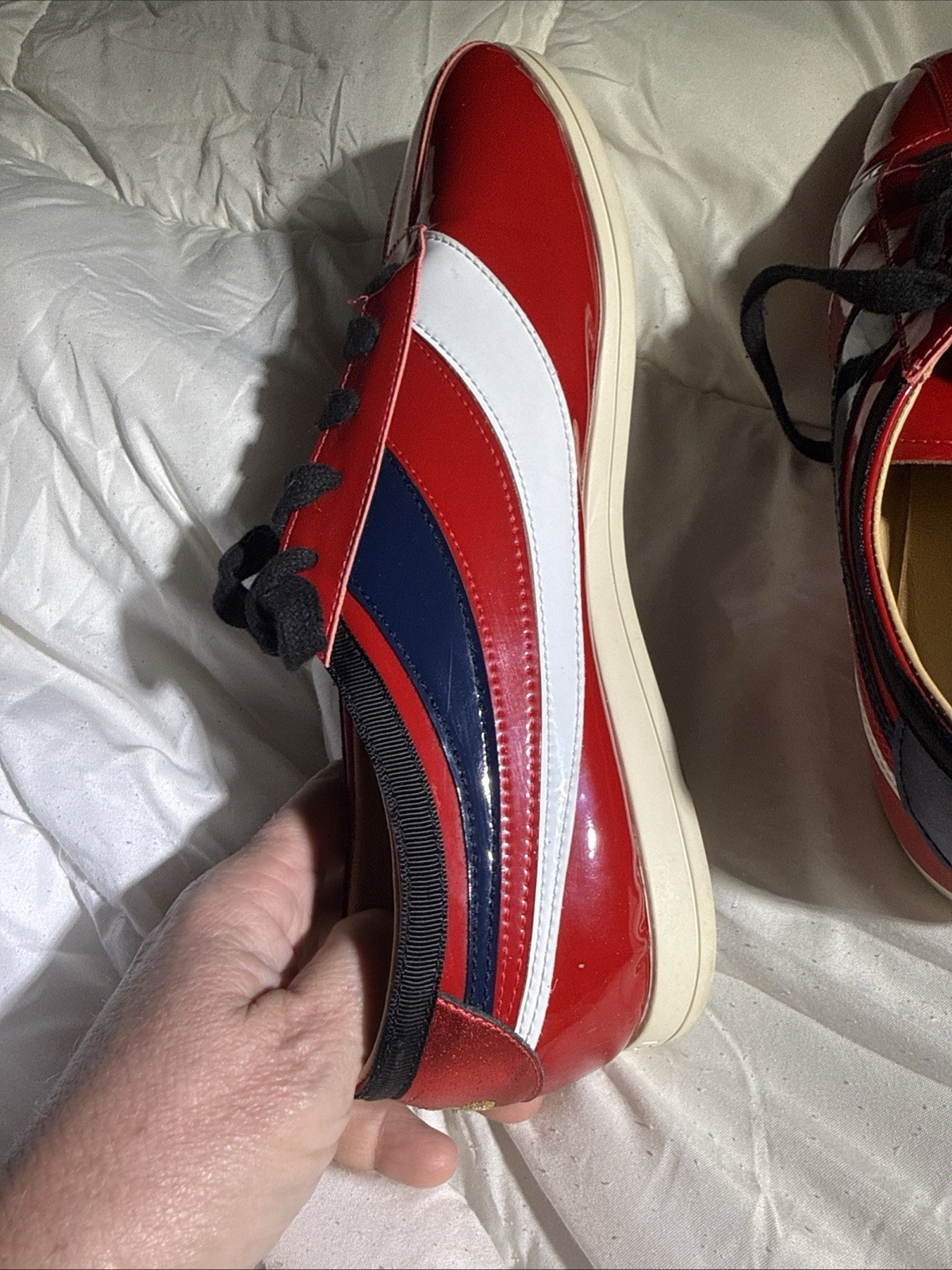 Gucci Falacer Hebron Web Patent Leather. U.S Size 7 men 8 women EU 41 Red Multi
