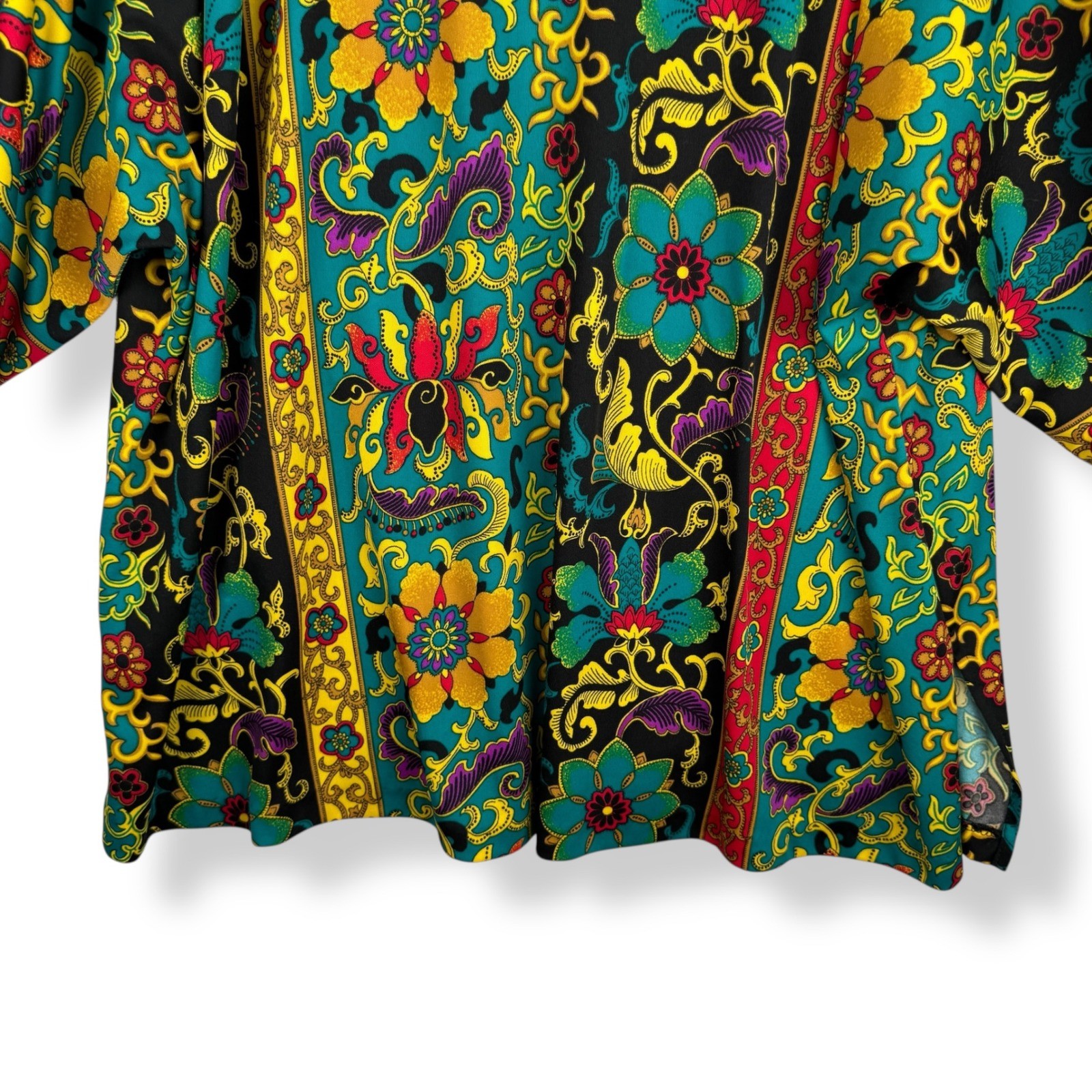 Top Notch Tunic Top Womens Size 26W Vintage 90s Floral Paisley Kimono Bright
