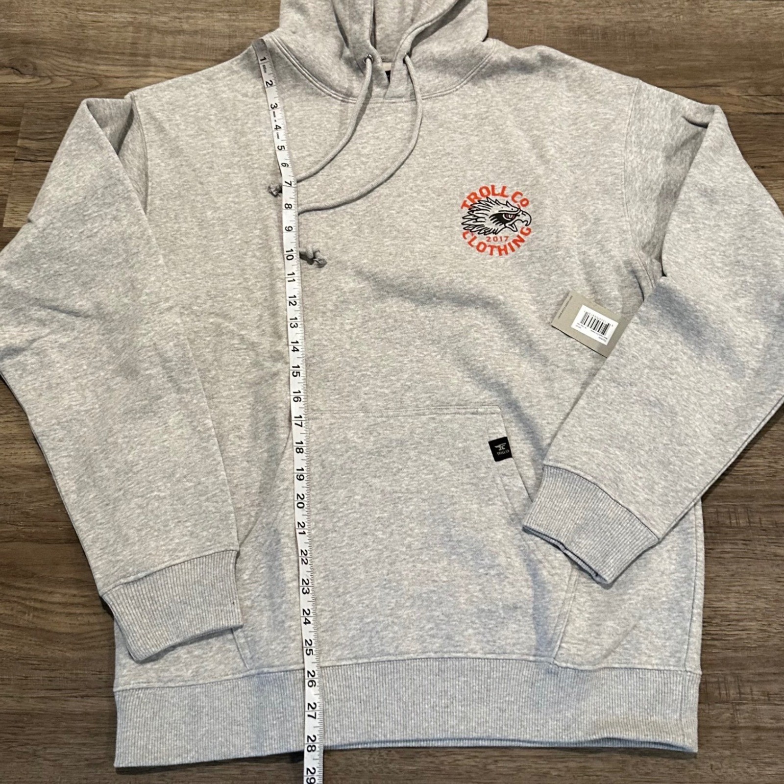 NWT Troll Co Clothing Eagle Eye Hoodie Mens Medium Gray Pullover Dirty Hands