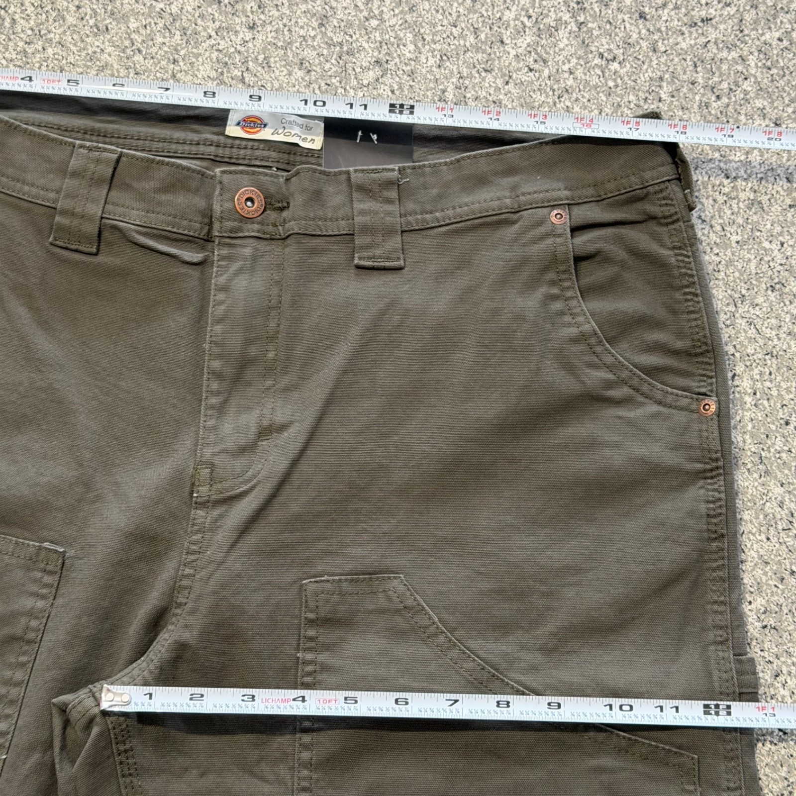 Dickies Carpenter Pants Womens 14 32×32 Double Knee Straight Moss Green Stretch