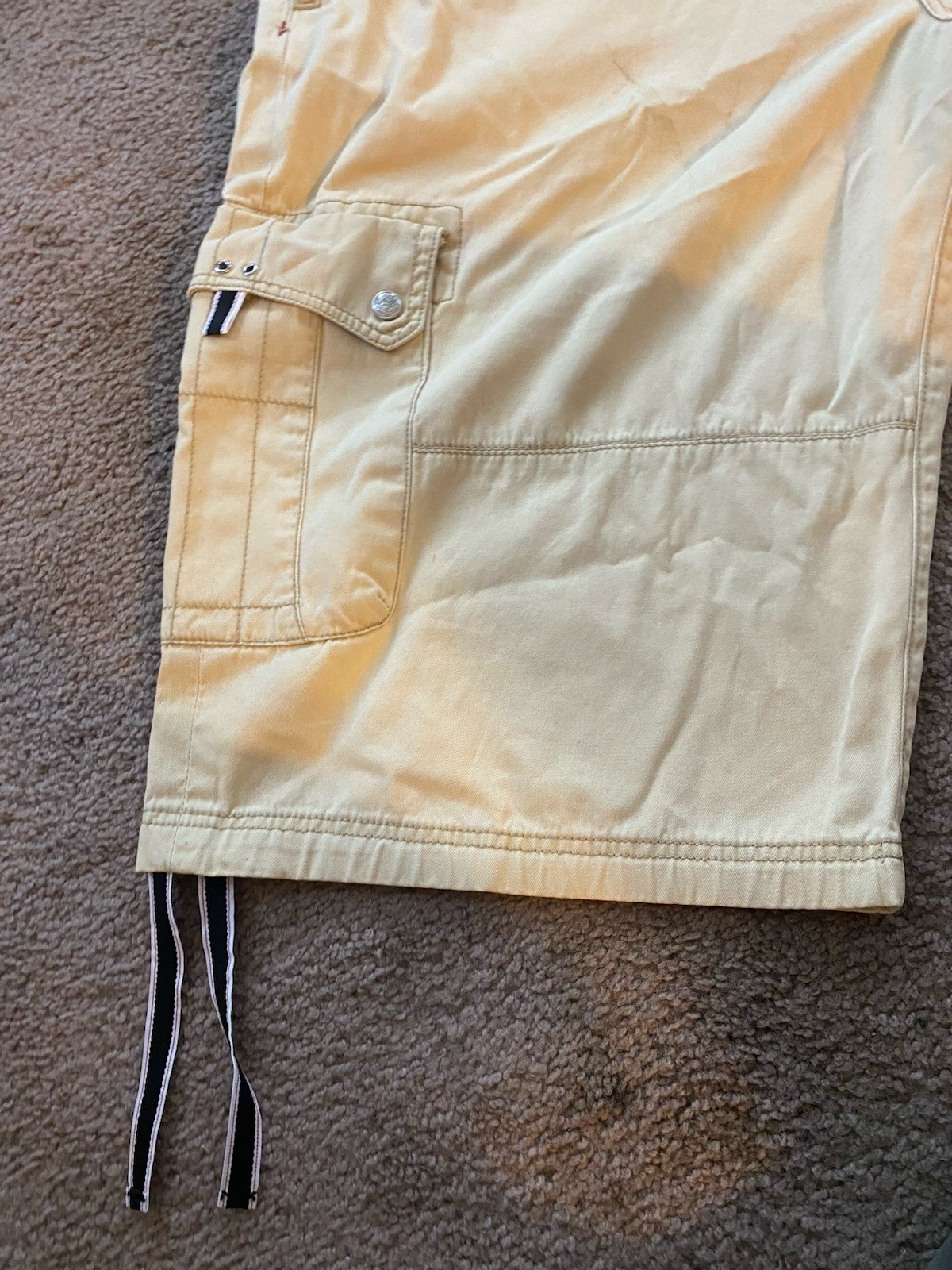 VINTAGE Y2K COOGI Men’s Beige Canvas Cotton Cargo Shorts Size 40. Biker Hip Hop