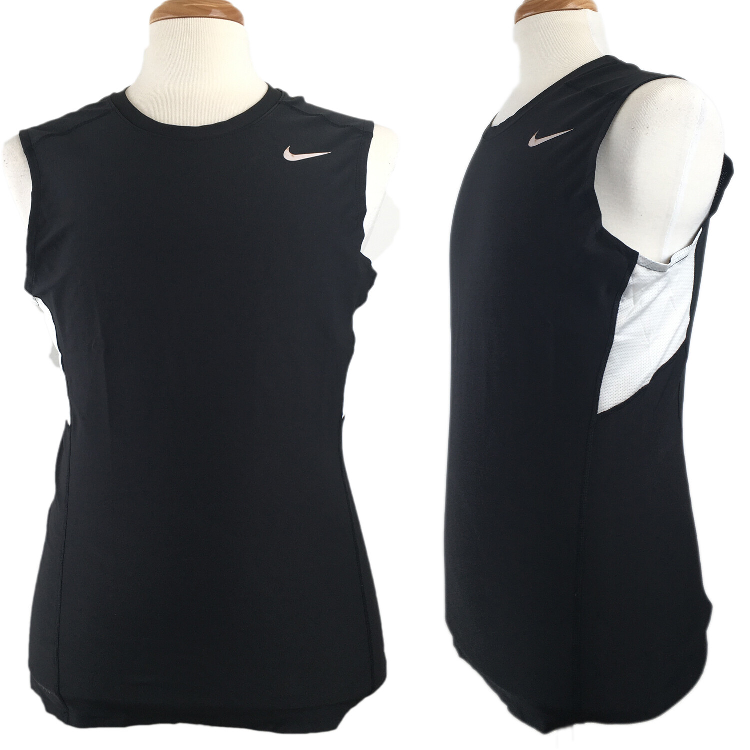 Nike Athletic Tank Shirt Men’s Sleeveless Tight Fit Athletic 519983, Black White