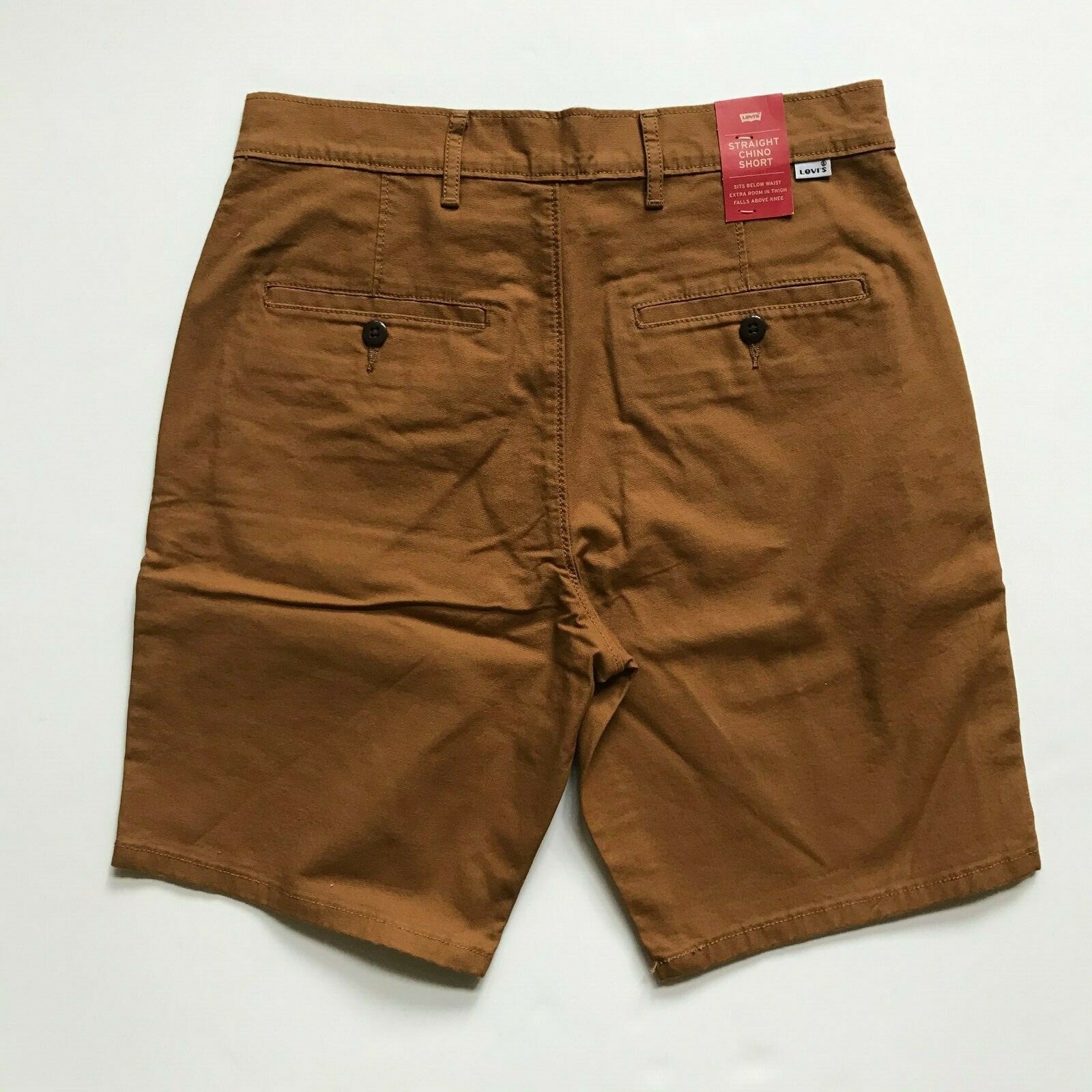 NWT Levis Men’s Classic Solid Cotton Flex Straight Chino Shorts Falls above knee