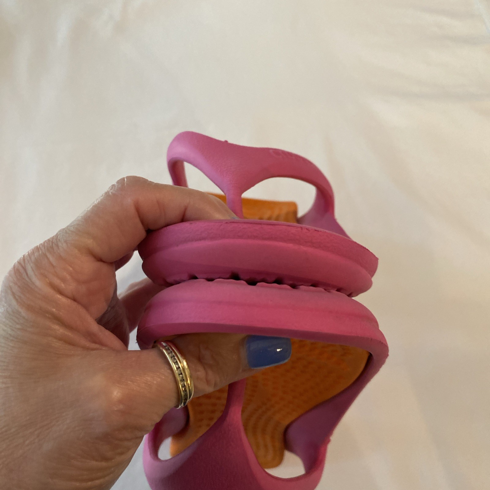 Crocs Athens Flip Flops Orange Pink Color Block Size W 4 M 2