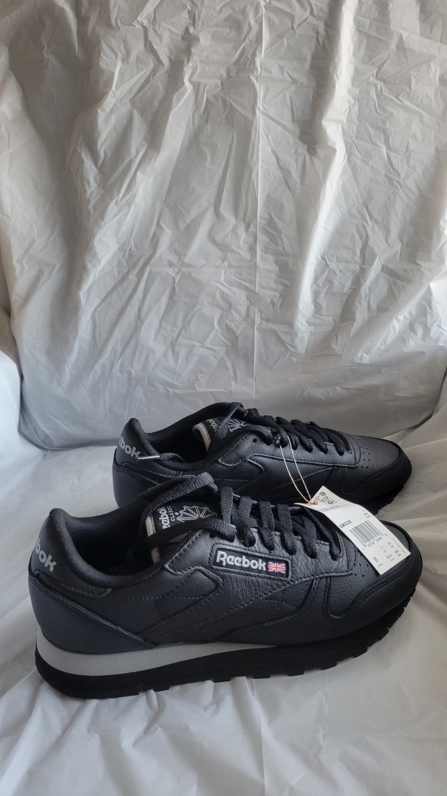 Reebok Classic Leather Sneaker Core Black/Core Black/Pure Grey size 8