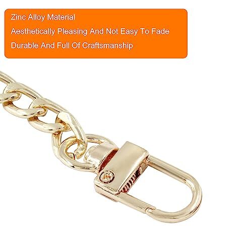 Hitefu 2PCS Purse Chain Strap, Gold Metal Flat Chain Replacement 7.87 Inch