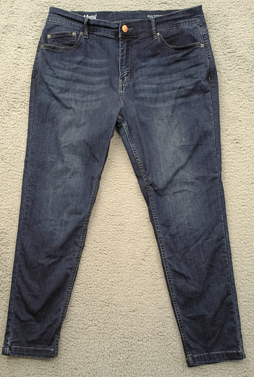 Mugsy Fultons Taper Jeans Regular Fit Men’s 35×30 (Fits 36×28) Stretch Dark Wash