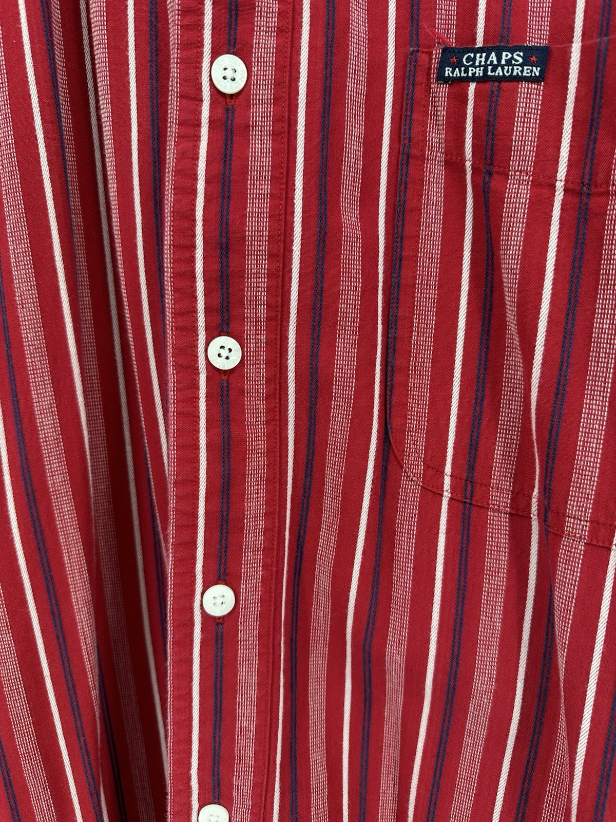Chaps Ralph Lauren Easy Care Button Up Shirt Mens Size L Red Plaid
