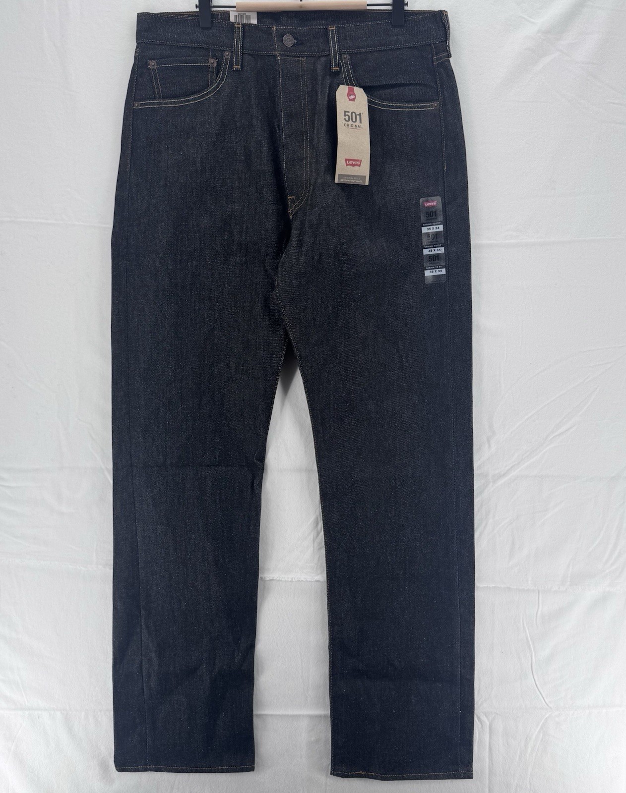 Levi’s 501 Shrink To Fit Button Fly Jeans Straight Leg Mens 35×34 Rigid 0226 NWT