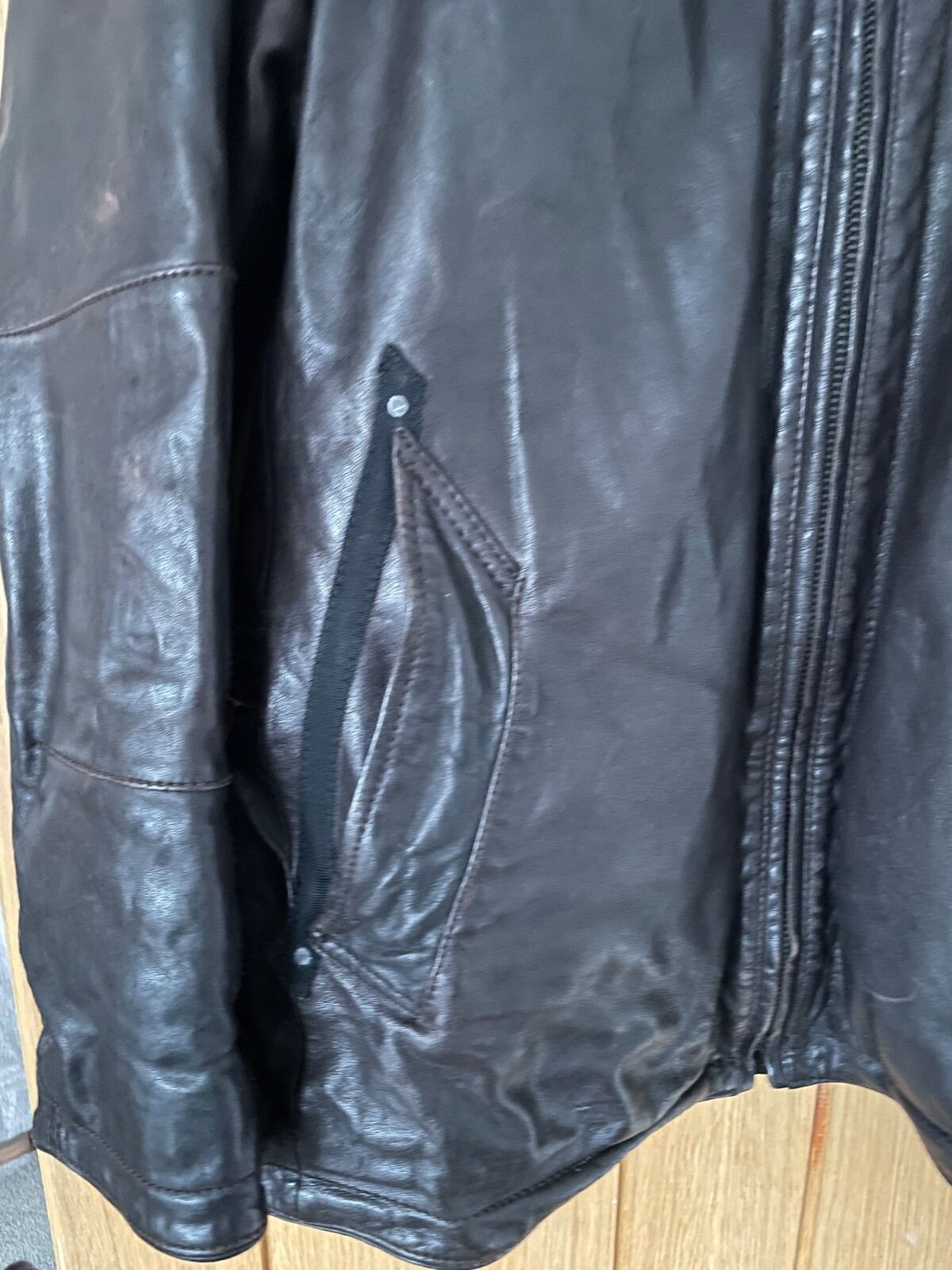 Vintage Brown Strellson Swiss Cross Leather Jacket Coat Size L Large Great Cond