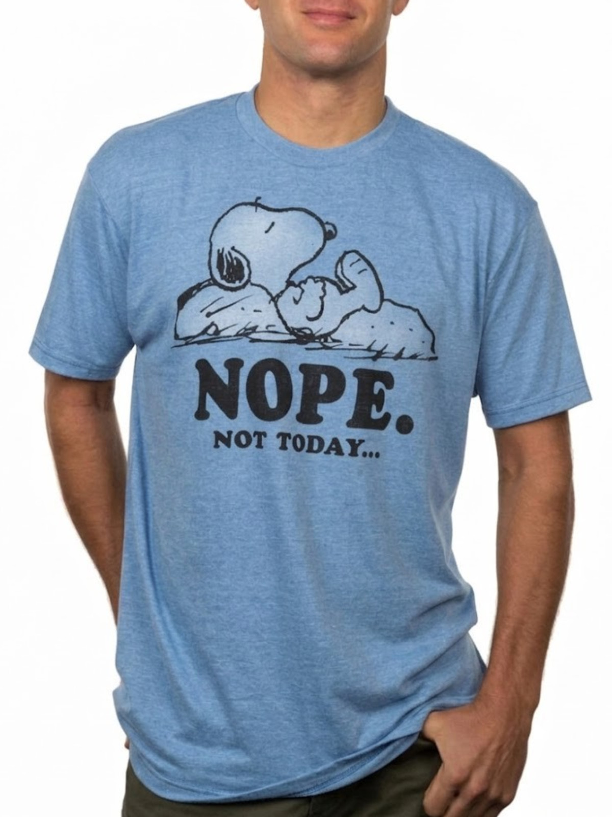 Peanuts Snoopy “Nope Not Today” Graphic T-Shirt Heather Blue Mens