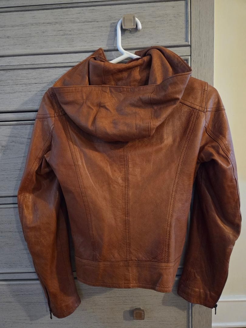 Vera Pelle Chestnut/ Cognac Brown Women’s Leather Jacket Sz Sm