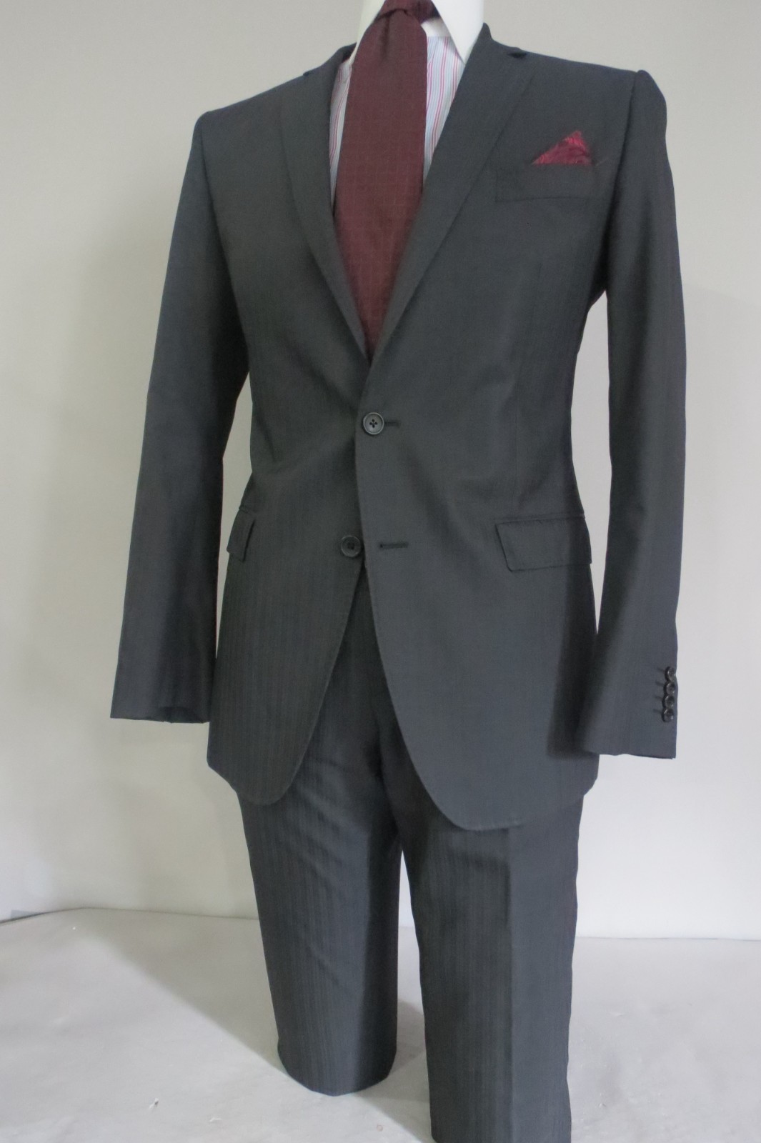 Dolce Gabbana Made in Italy Model-Regular Double Tonal black slim cut suit 40 R