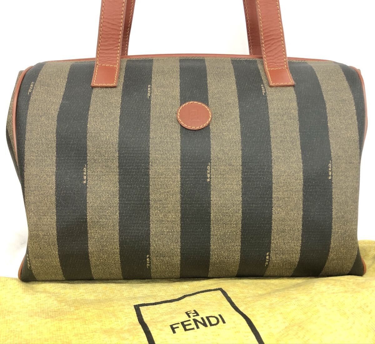 FENDI Boston Bag Brown Gold Hardware 11.6in x 12.4in x 5.3in