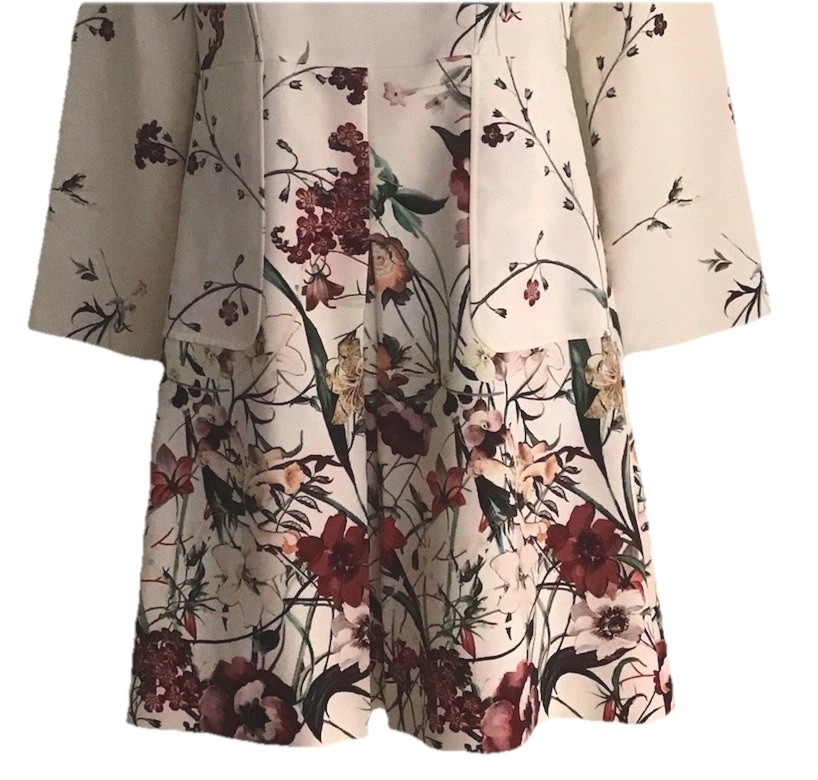 ZARA MADE IN MOROCCO MULTICOLORED FLOWER 3/4 SLEEVE ABOVE KNEE DRESS SIZE- Smal