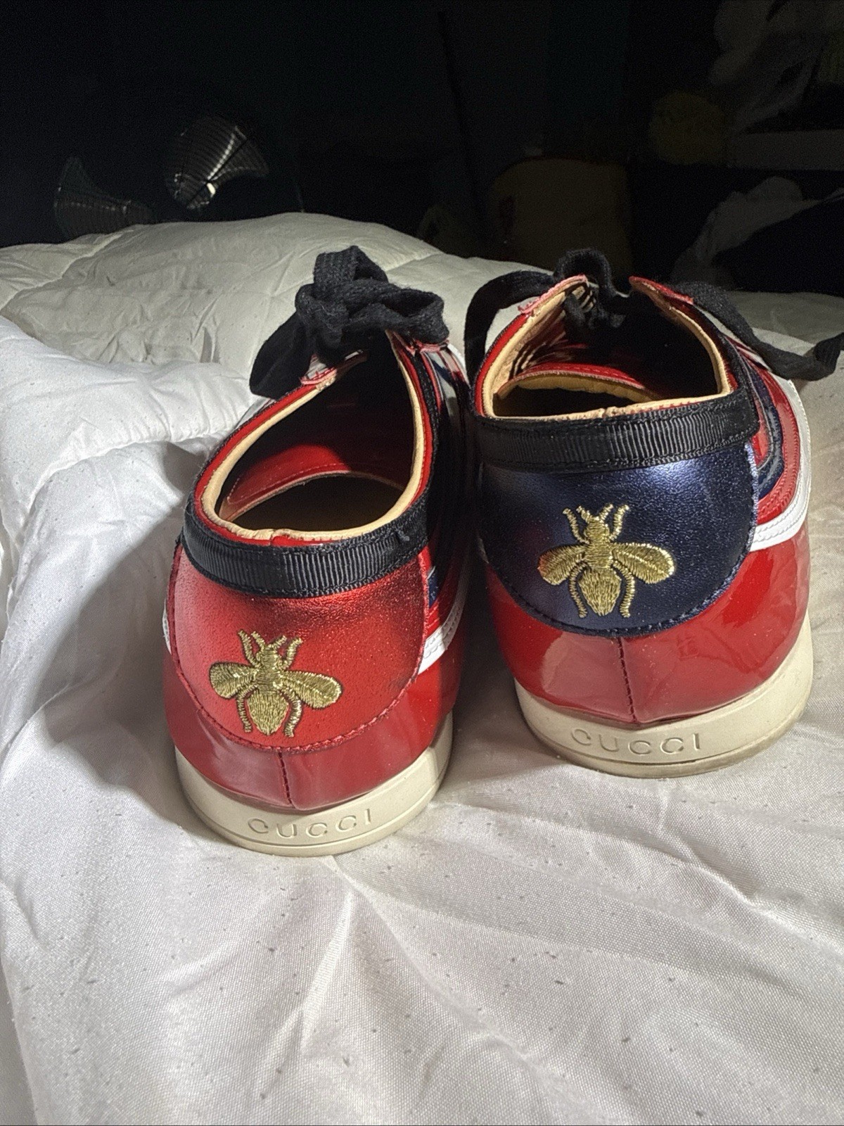Gucci Falacer Hebron Web Patent Leather. U.S Size 7 men 8 women EU 41 Red Multi