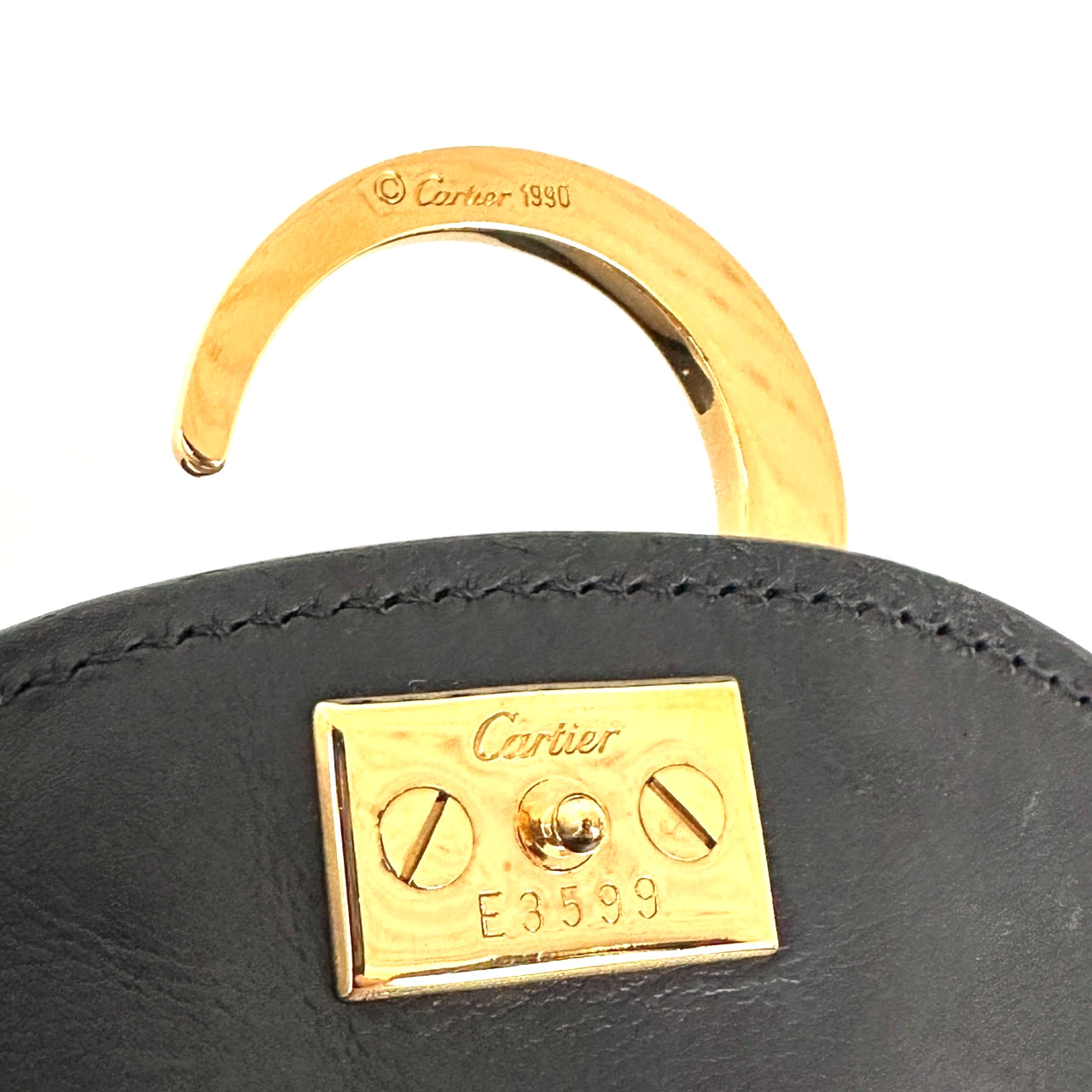 Cartier Panthere Hand Bag Patent Leather Black Gold Buckle Authentic