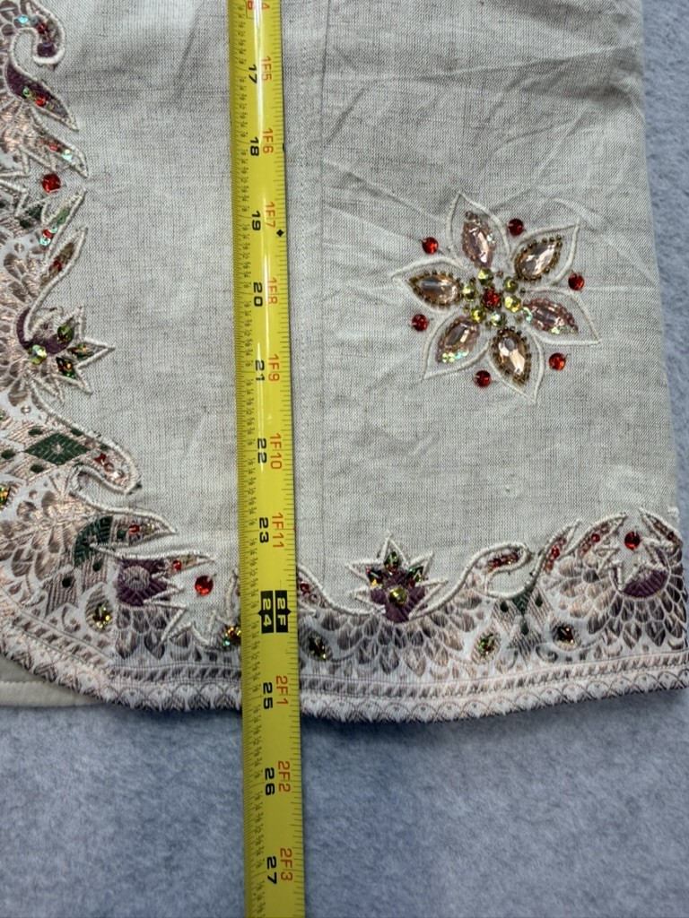 FLASHBACK COUTURE Womens Embroidered Beaded Jacket Beige Multicolor Mandarin