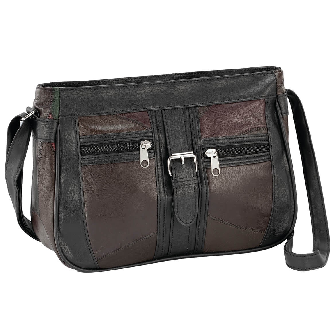Black Multi-Color Patch Leather Shoulder Bag