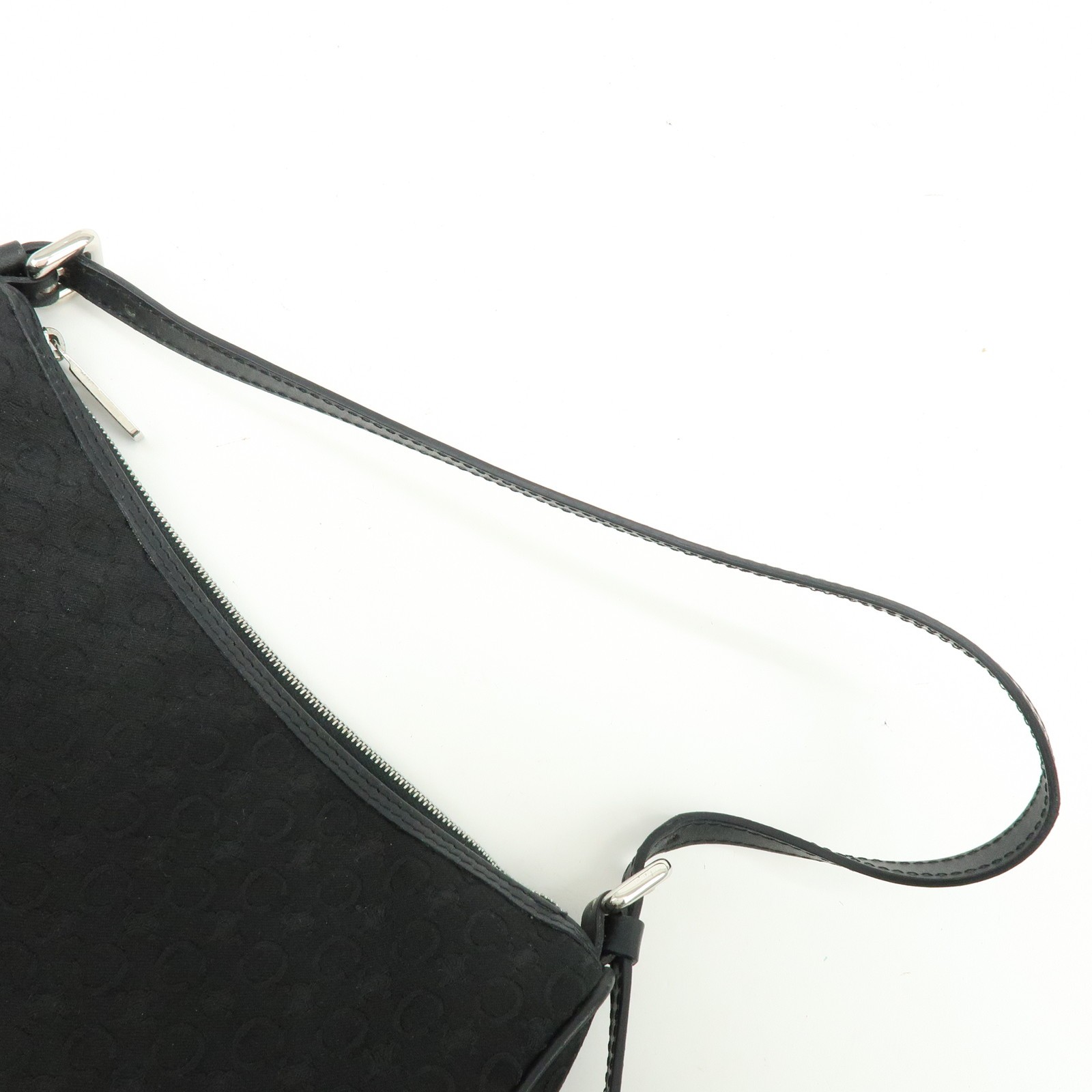 CELINE C Macadam Leather Shoulder Hand Bag Accessory Pouch Black Auth Used F/S