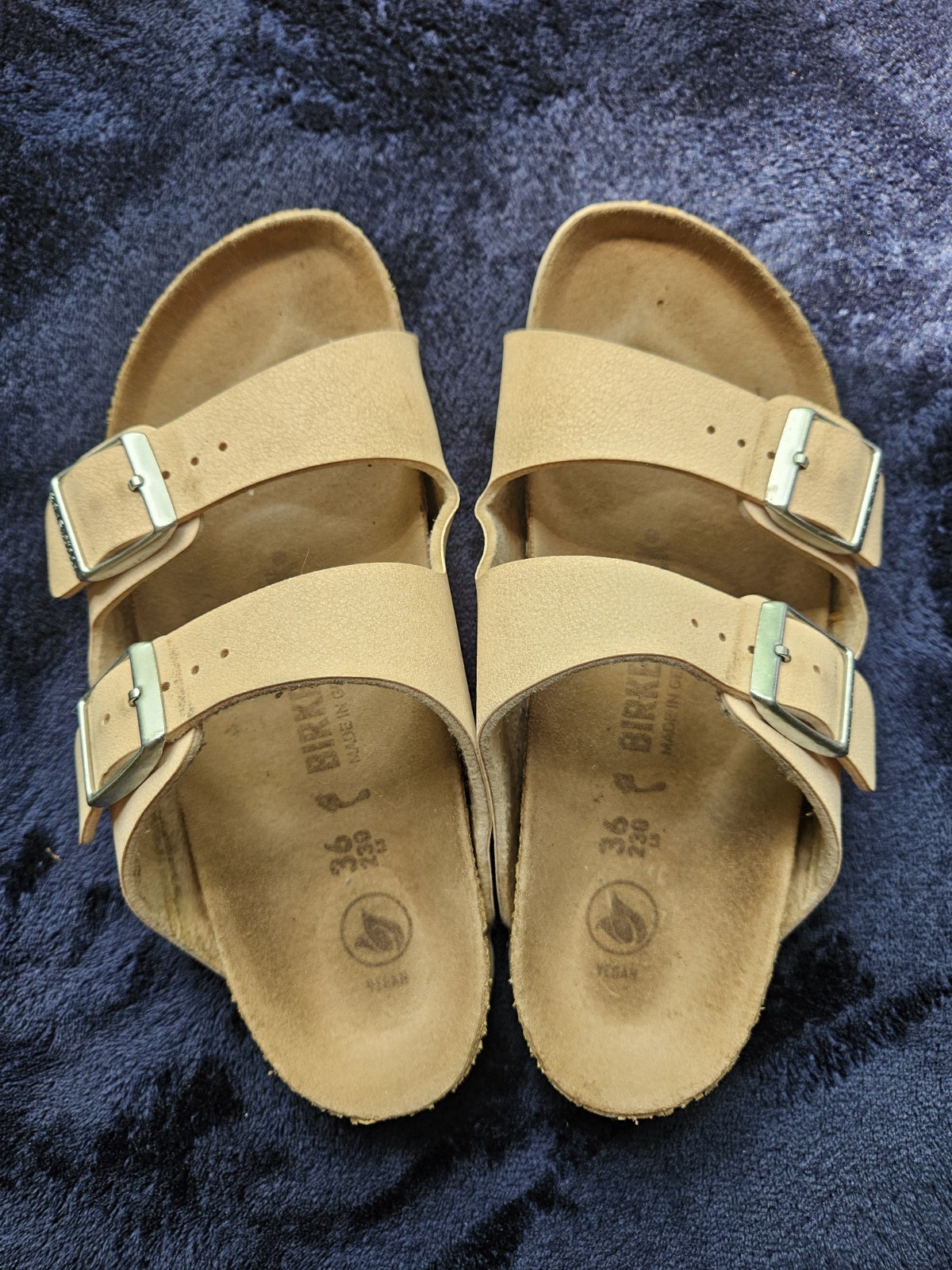 Birkenstock Arizona Slide Sandals Pale Pink 2-Strap Buckle Cork EU 36 US 5.5