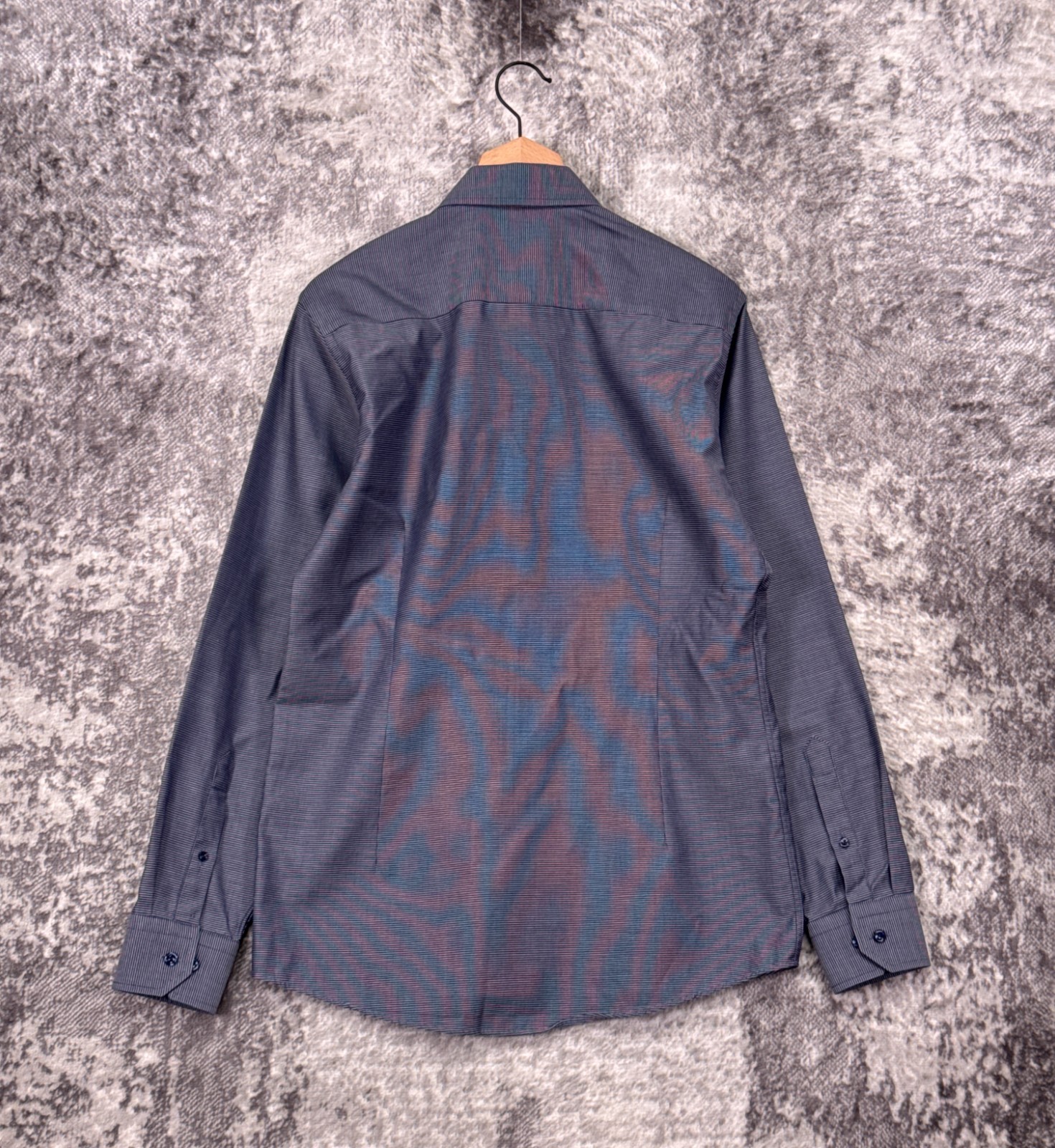 Eton Slim Fit Dress Shirt 41 / 16 Mens Blue Luxury Jacquard