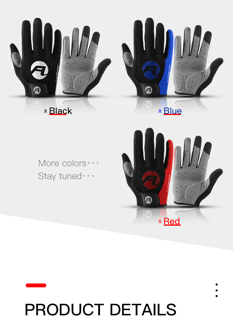 Men Full Finger Bicycle Gloves Anti Slip Gel Pad Motorcycle MTB Road Bike Glove