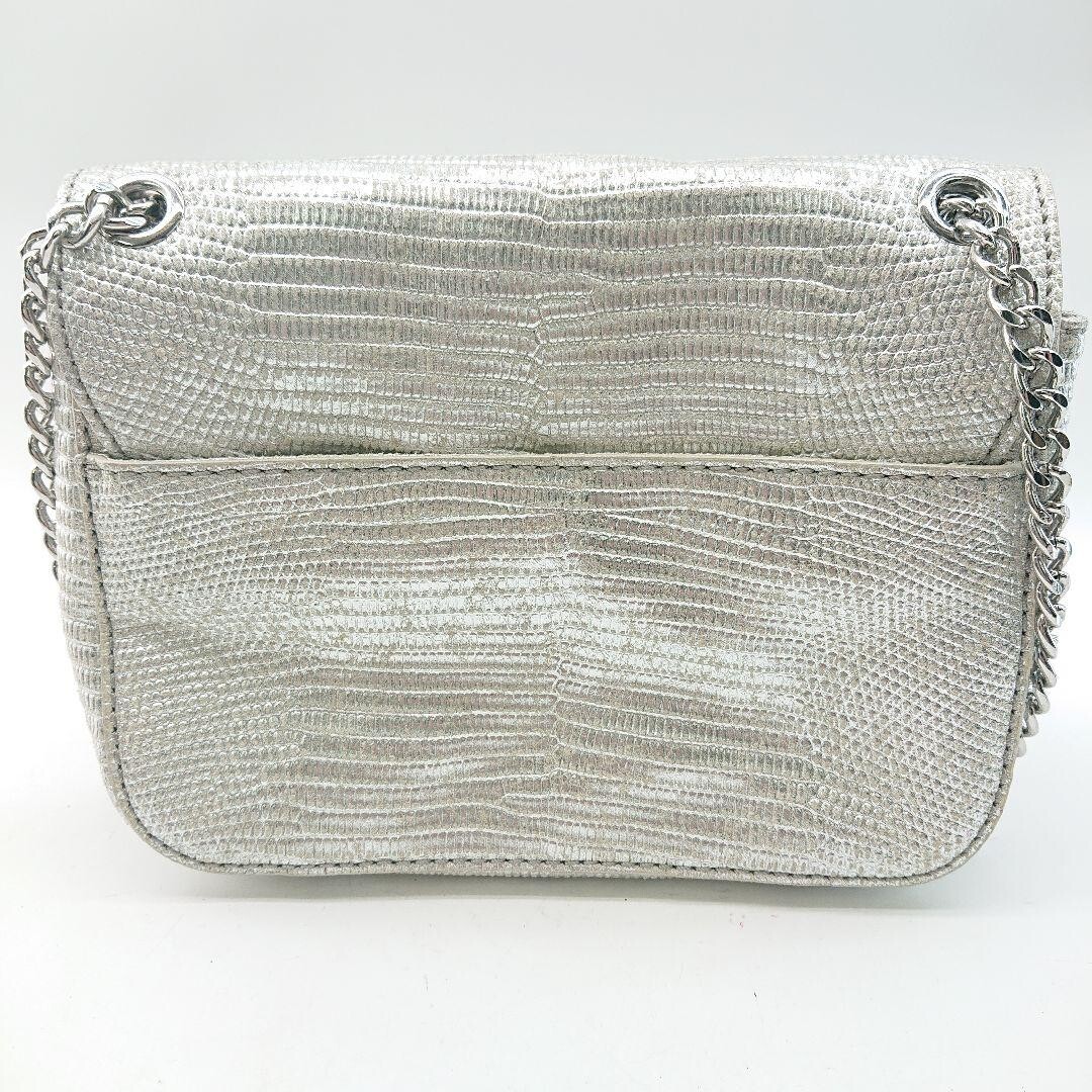Michael Kors Python Embossed Silver Flap Chain Shoulder Bag 2Way Crossbody
