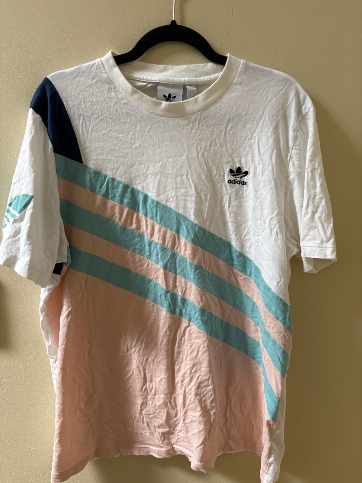 Adidas Originals Men’s Trefoil Graphic Logo White Knit Crew Neck Tee L