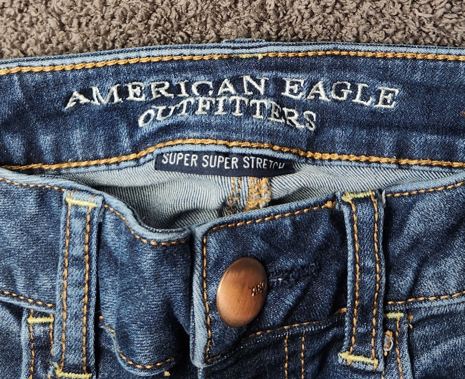 Dark Wash Destroy American Eagle Outfitters Low Rise Jeggings Skinny Jeans 2 Y2K