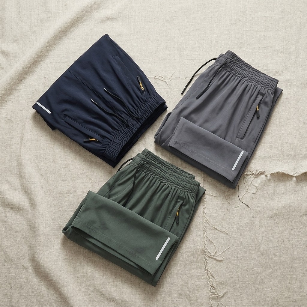 3 Pack Men’s Lightweight Quick Dry Athletic Shorts Drawstring Zipper Pockets
