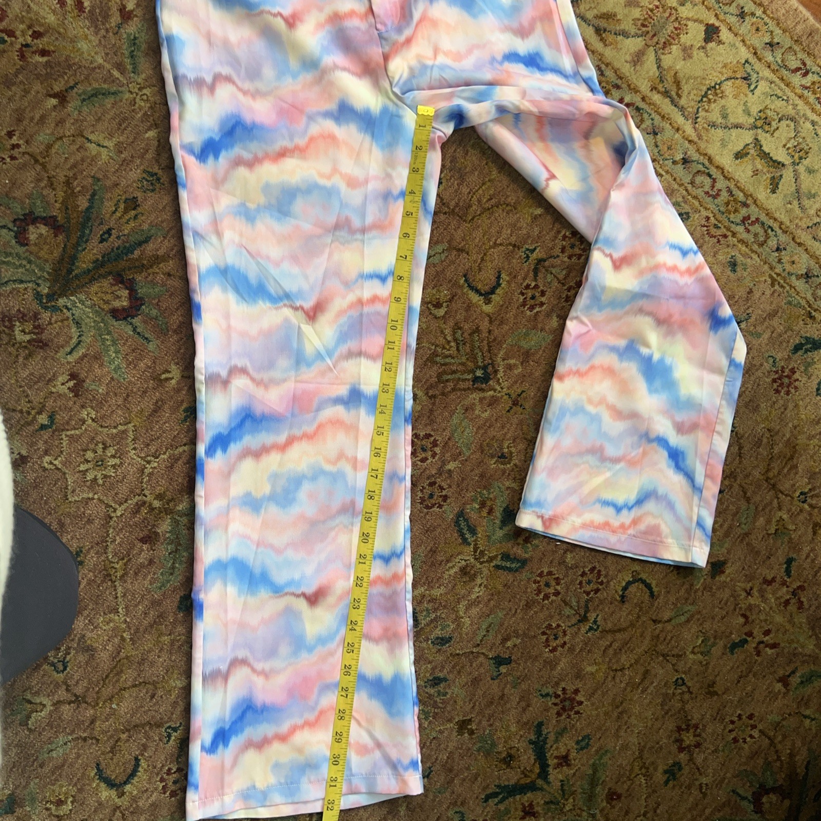 Cider Wide-Leg Pants L Pastel Tie Dye Watercolor Relaxed Flowy Boho Festival