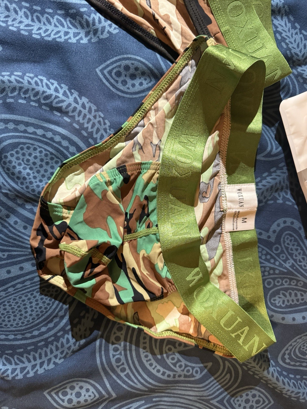 Woxuan Men’s 2pc Camouflage bikini + Brief Underwear Size M Green Waistband