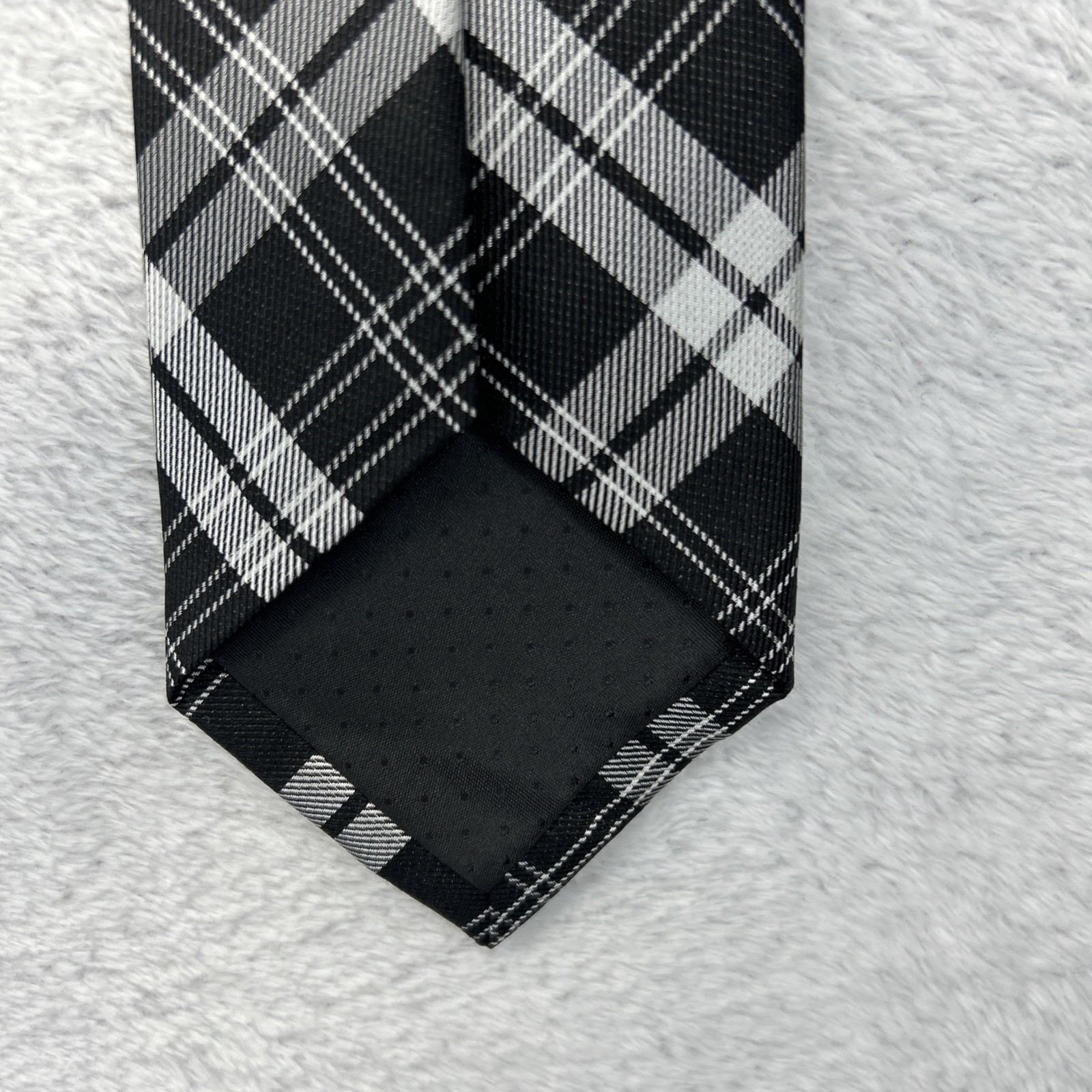J.S Blank & Co. Black Silver Plaid Men’s Necktie 2.75”x 60” 100% Silk