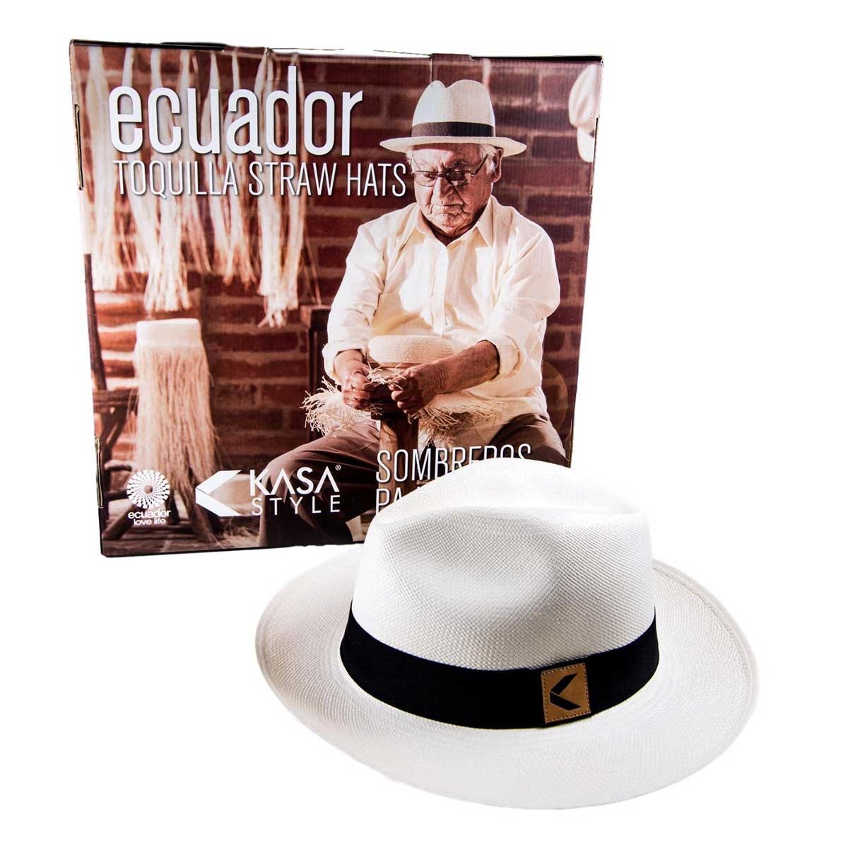 Toquilla Straw Panama Hat Ecuador Handwoven – Fedora Style with Gift Bag and Box
