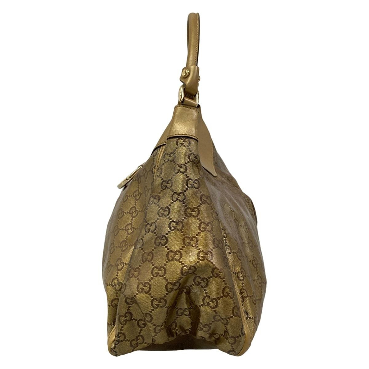 GUCCI Abby GG Monogram Bronze Jacquard Leather Shoulder Bag Auth