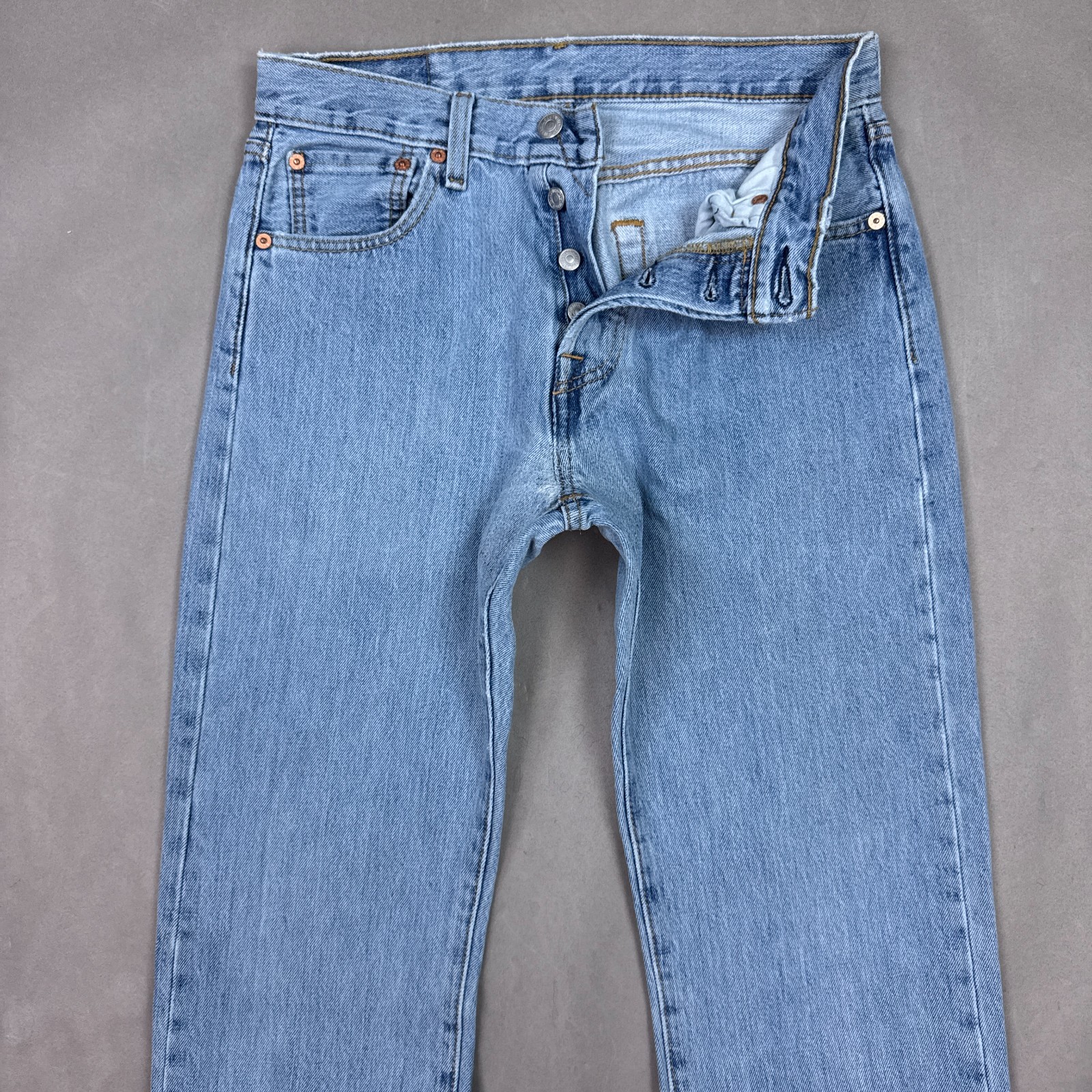 Levis 501 Jeans Mens 30×30 Blue Button Fly Pants Straight Repaired (Tag29x32)