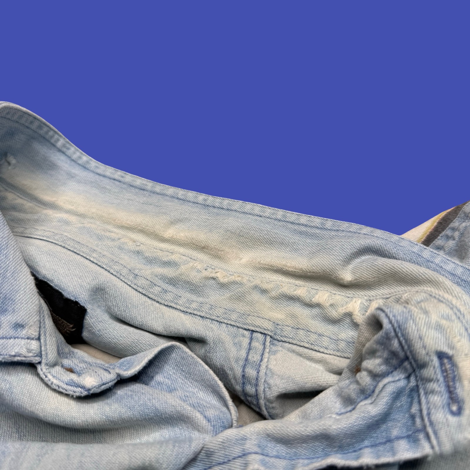 Harley-Davidson Denim Shirt Blue Motorcycle Biker Graphic Button Down Distressed