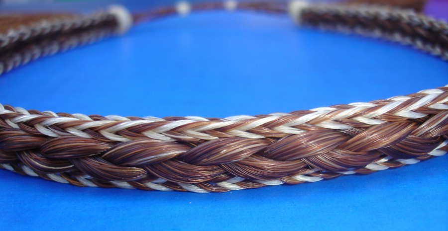 Western Decor Cowboy HAT BAND 5 Strand Brown/White Horsehair Double Tassel